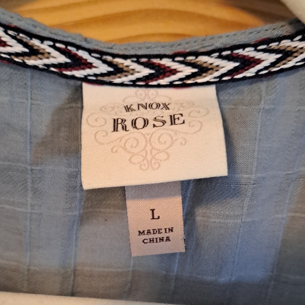 Knox Rose Embroidered Blue Blouse